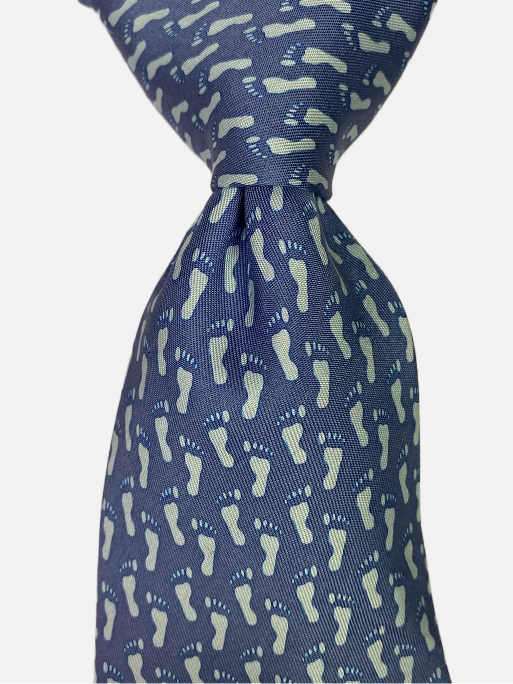 Vineyard Vines Tie Footprints All Over Print Blue Silk USA Necktie